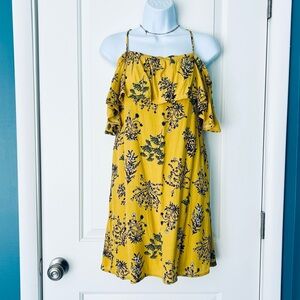 bp Nordstrom yellow floral print off-shoulder dress Size S EUC